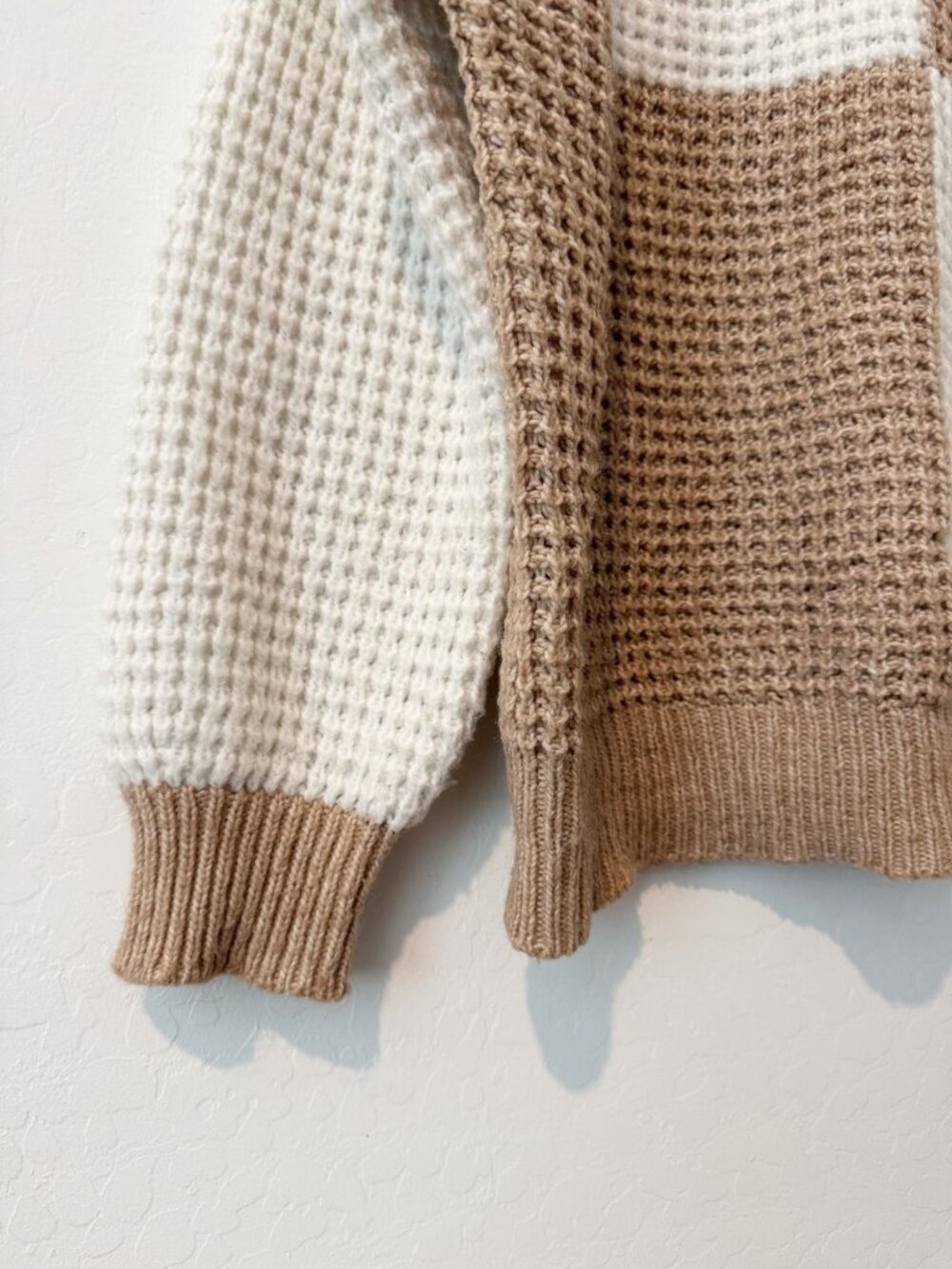 Mango Sweater Size M Checkered Colorblock Textured Knit Pullover Slouchy Indie - Picture 6 of 10